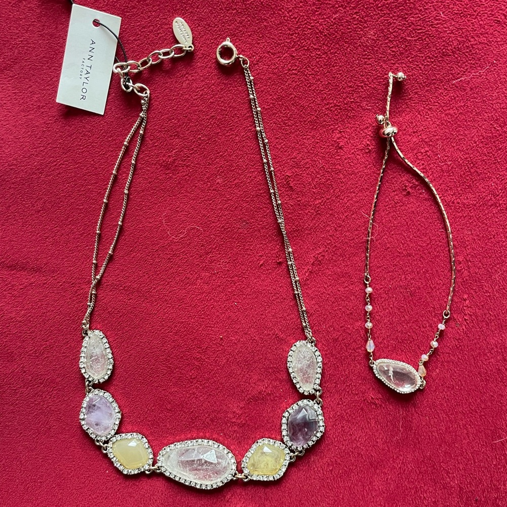 NEW Ann Taylor Crystal Necklace and bracelet